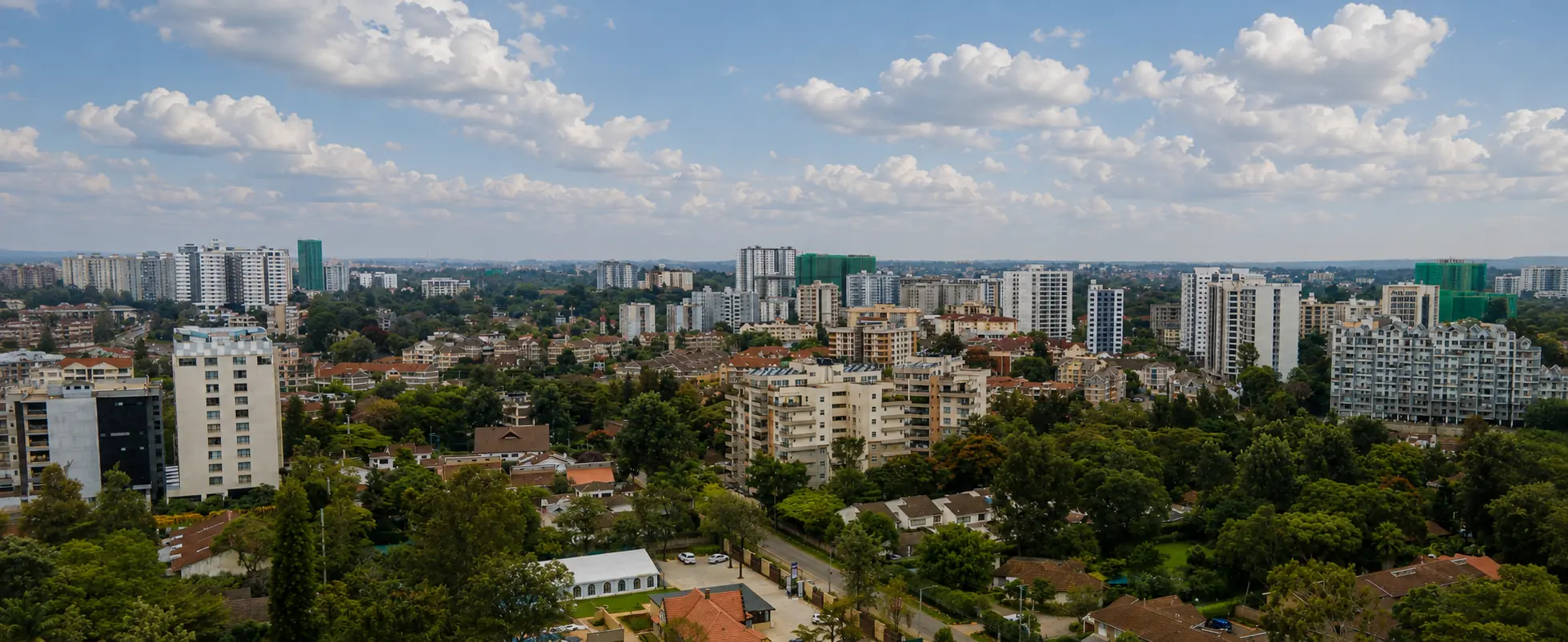 Aerial view of Nairobi homes and apartment buildings